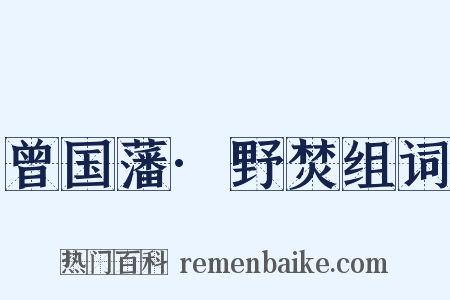 曾国藩·野焚组词是什么意思的图片